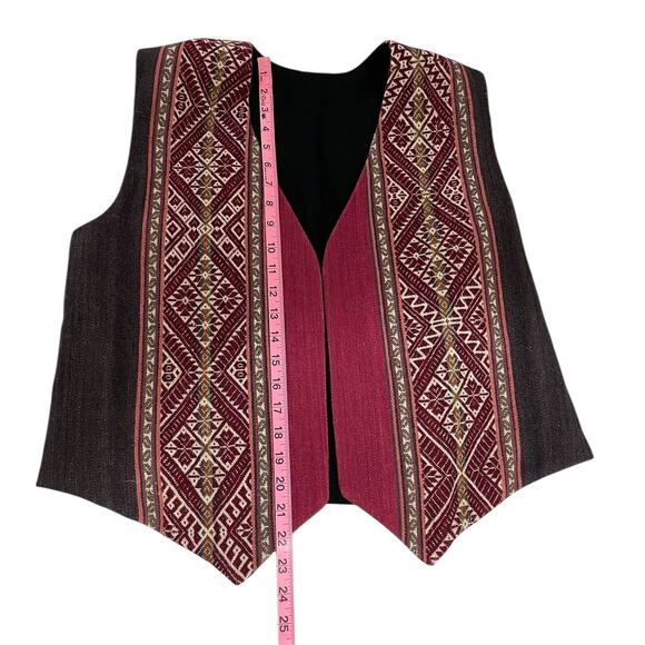 Unbranded Wool Vest Reversible Tapestry Embroidered Aztec Tribal Boho Sz Large - Picture 12 of 12